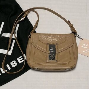 Tan Leather Crossbody Bag with Silver Hardware